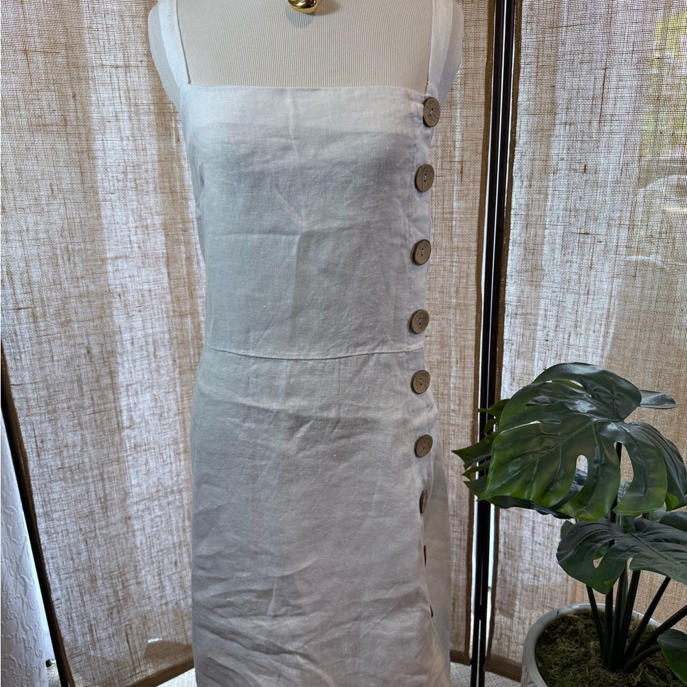 Chic White Button-Accent Midi Dress